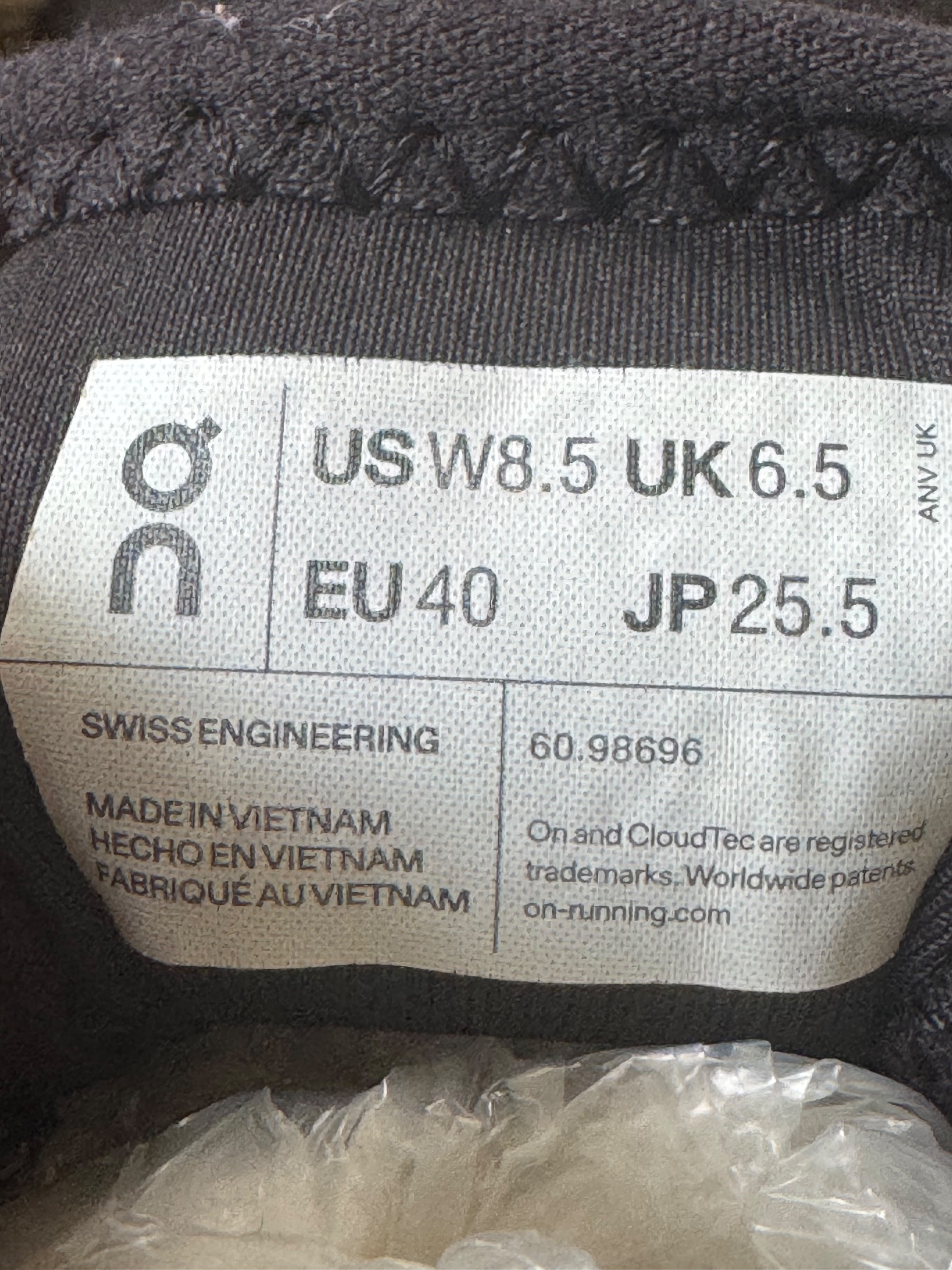 ON RUNNING SIZE 40
